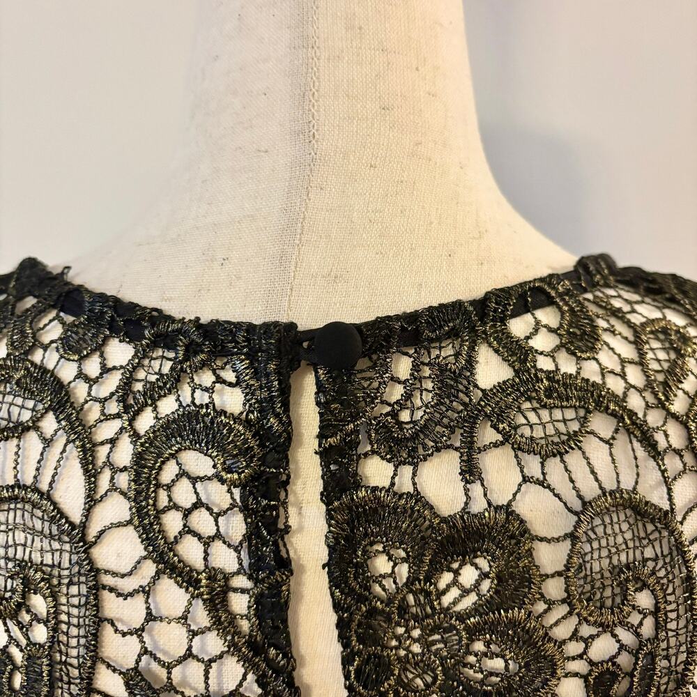 NWT Bisou Bisou Women's Dress 12 Black & Gold Sheath Lace Overlay - Picture 10 of 16